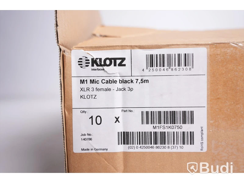 Mikrofonkabel 8st - Klotz M1 7,5m. Ny, Obruten förpackning.