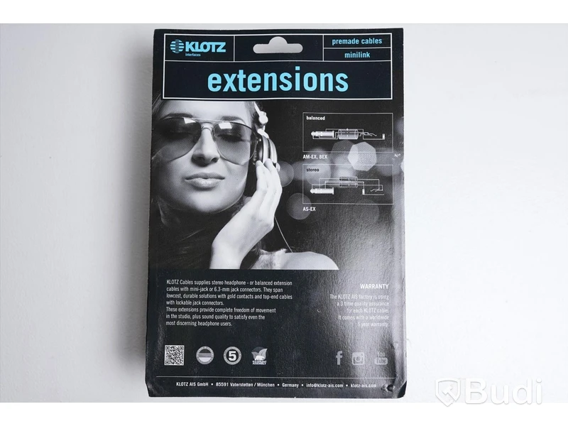 Telekabel förlängning 2st - Klotz Headphone Extension BEX4-0600, 6M. Ny, Obruten förpackning.
