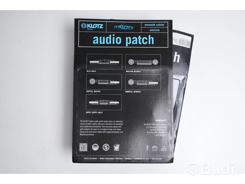 Mikrofonkabel 2st - Klotz Audio Patch 0,3m, M1MS1K0030. Ny, Obruten förpackning.
