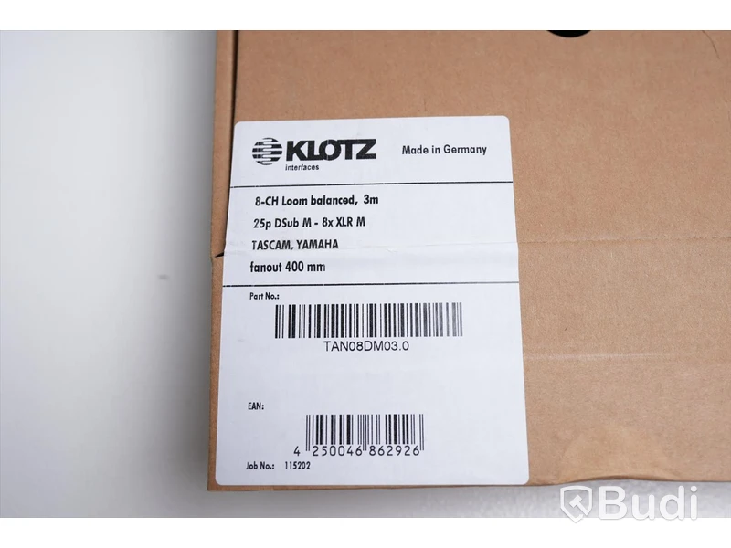 Multikablar - Klotz 8-CH Loom Balanced TAN08DM03.0, 3m. Ny, Obruten förpackning.