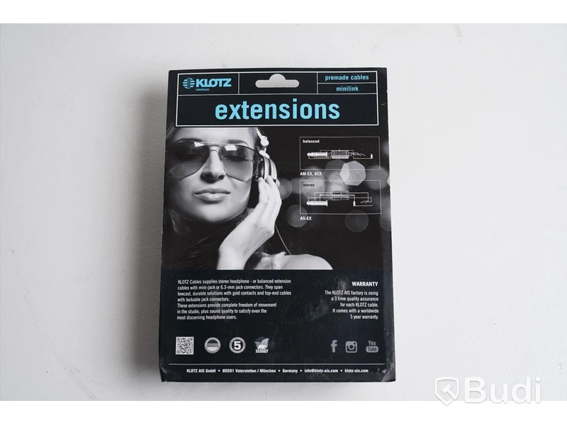Mikrofonkabel 3st - Klotz Headphone Extension 6m. Ny, Obruten förpackning.