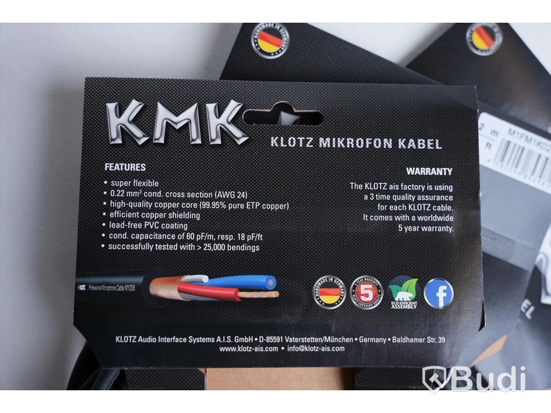 XLR-kabel 3st - Klotz KMK M1FM1K0200, 2M. Ny.