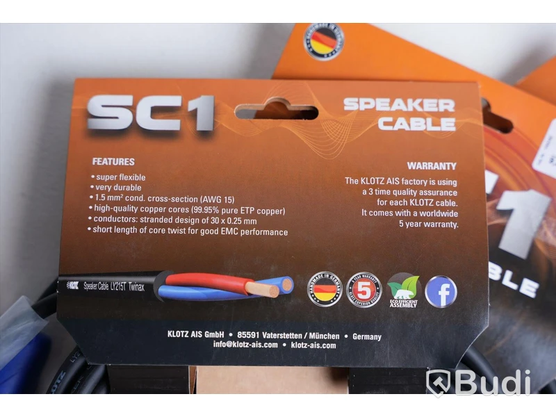 Speakon-kabel 3st - Klotz SC1-03SW. Ny.