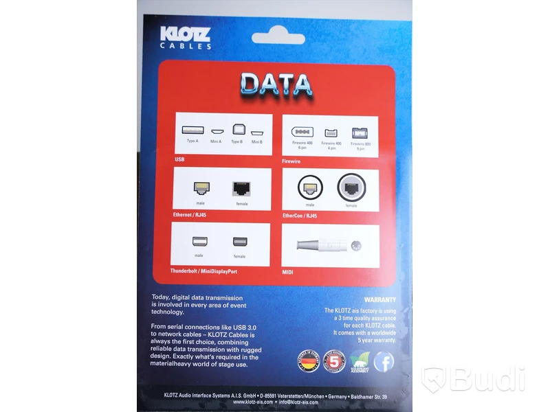 USB-kabel 10st - Klotz Data USB-AMB4, 4,5m. Ny.