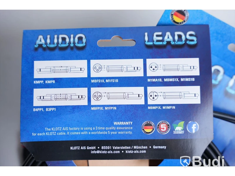 Stereotelekabel 3st - Klotz Audio Leads KMPP0600, 6m. Ny.