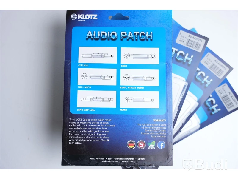Patchkabel 8st - Klotz Audio Patch AU-AJJ0015, 0,15m. Ny.