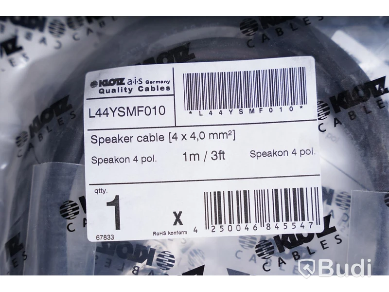 Speakon-kabel 2st - Klotz Speaker Cable L44YSMF010, 1m. Ny.