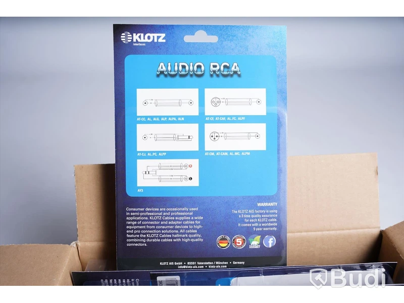 RCA-kabel 10st - Klotz Audio RCA AL-RR0060, 0,6m. Ny.