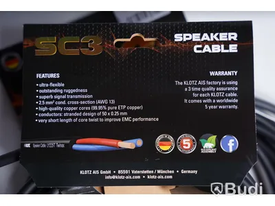 Speakon-kabel 2st - Klotz SC-3 Speaker Cable, 5m. Ny.