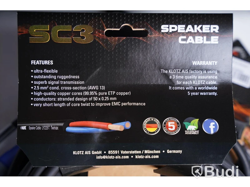 SPDIF-kabel 3st - Klotz Audio Digital SPDIX3.0SW, 3m. Ny.