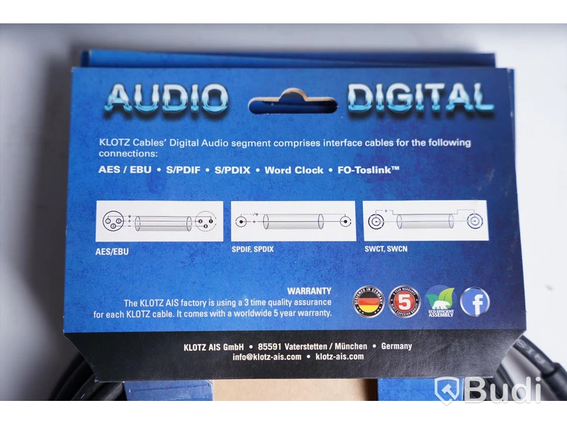 SPDIF-kabel 3st - Klotz Audio Digital SPDIX3.0SW, 3m. Ny.