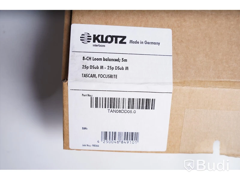 DSub 25p-kabel - Klotz 8-CH Loom Balanced, 5m. Ny.