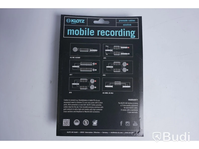3 st Mobile rec kablar - KLOTZ AU-MF0300, 3 m