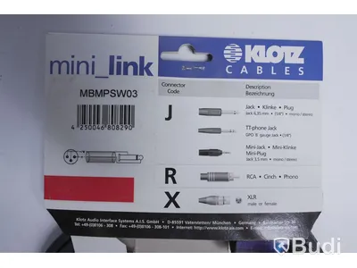 3 st Audio Analog kablar - KLOTZ MBMPSWO3, 3 m