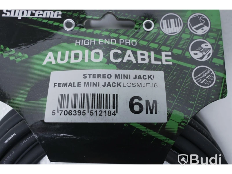 Audio Kabel 2st - Supreme Stereo Mini Jack/Female Mini Jack 6m