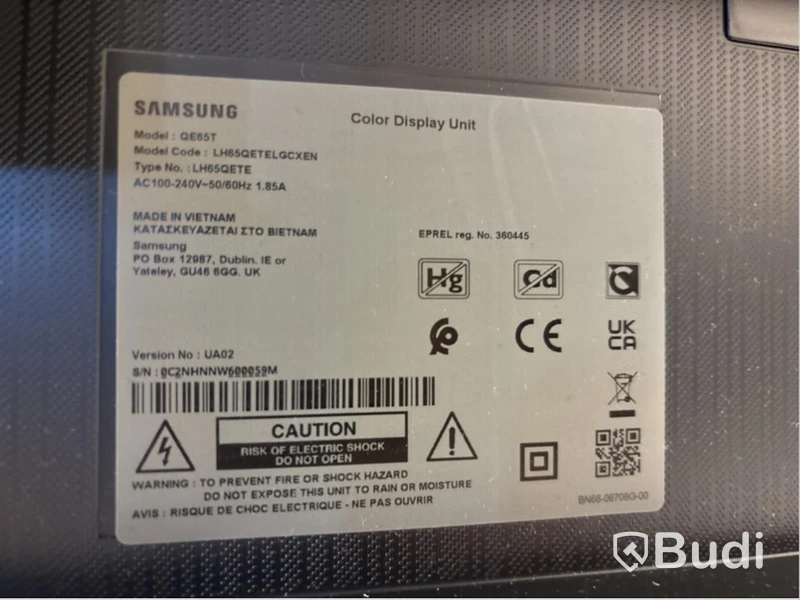 TV-skärm Samsung, QE65T, 65 tum UHD 4K LED inkl. TV-ställ på hjul
