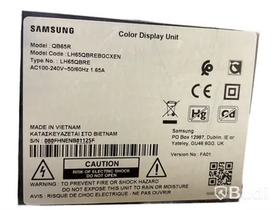TV-skärm Samsung, QB65R, 65 tum 4K inkl. TV-ställ på hjul och konferenskamera