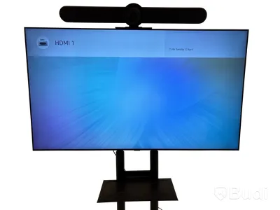 TV-skärm Samsung, QE65T, 65 tum 4K inkl. TV-ställ på hjul och konferenskamera