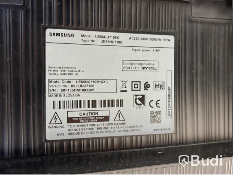 TV-skärm Samsung, UE65N, 65 tum 4K inkl. TV-ställ på hjul och konferenskamera