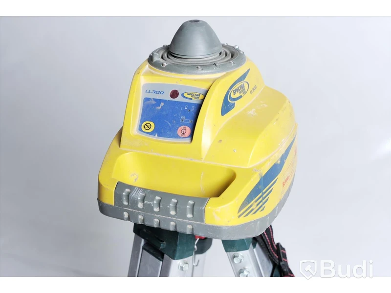 Rotations laser - Spectra Precision LL300, med stativ, Lasermottagare HL450, delbar mätsticka, aluminium rätskiva, lod och mätsticka.