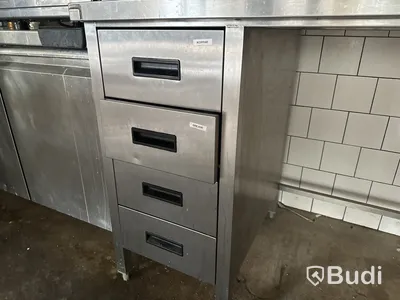 Rostfri diskbänk med 4 st. utdragbara lådor
