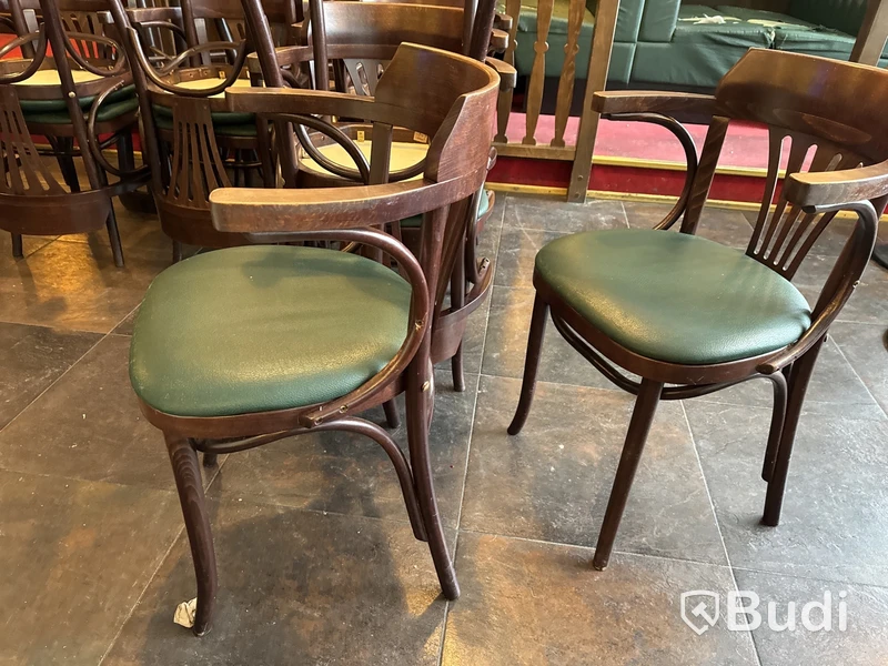 12 st. Restaurangstolar med grön sits
