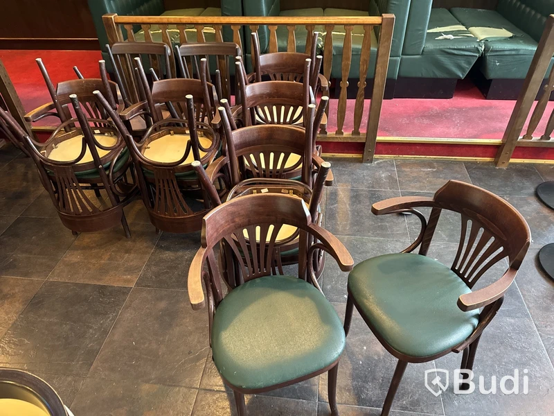 12 st. Restaurangstolar med grön sits