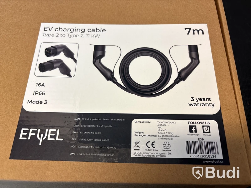 Laddkabel för bil 7 m (ny)