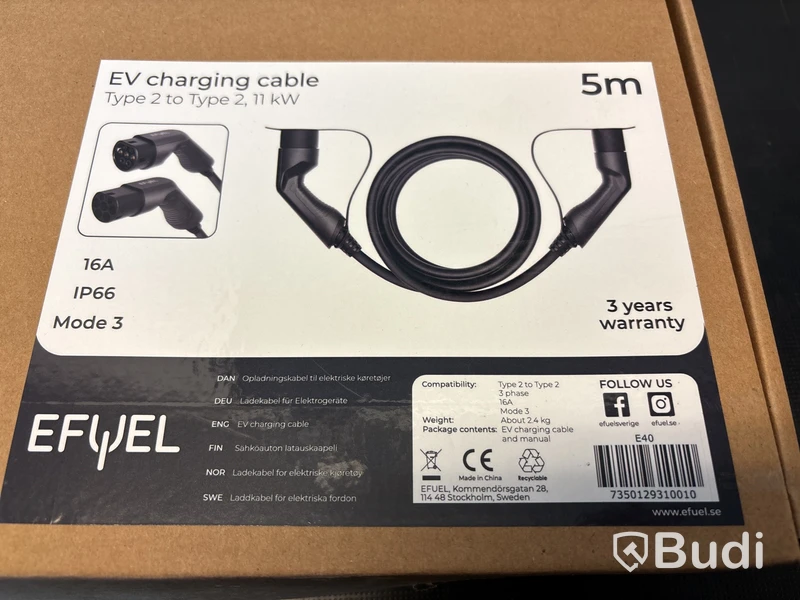 Laddkabel för bil 5 m (ny)