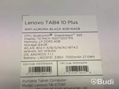 Lenovo tab 4 10 Plus surfplatta