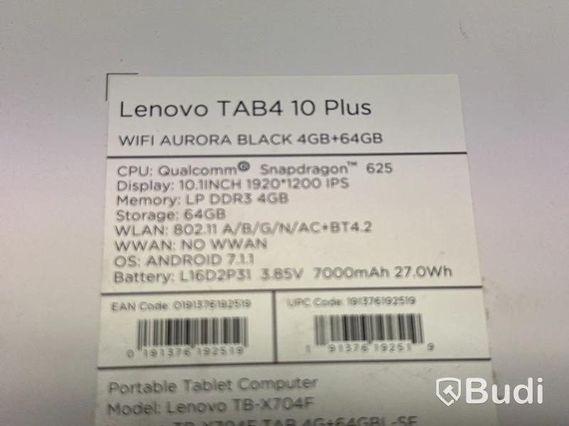 Lenovo tab 4 10 Plus surfplatta