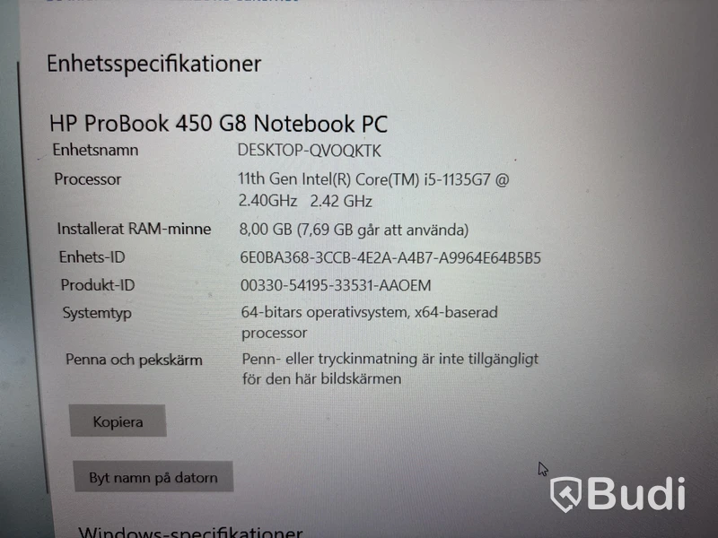 HP Probook med dockningsstation.