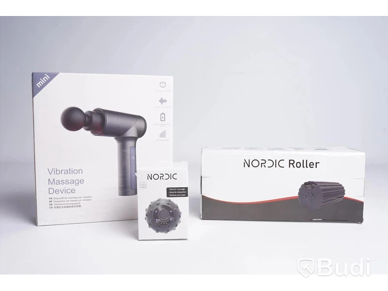 Massagekit - Mini Vibration Massage Device, Nordic Vibrating Massage Ball och Nordic Roller. Ny, Obruten förpackning.