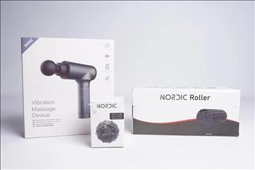 Massagekit - Mini Vibration Massage Device, Nordic Vibrating Massage Ball och Nordic Roller. Ny.