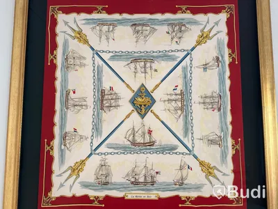 Tavla, Inramad äkta Hermes-scarf. Ord. pris 14.900 kr, Mått ca 113x113 cm