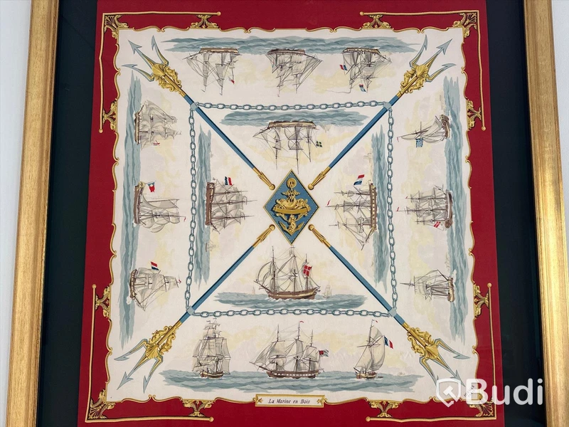 Tavla, Inramad äkta Hermes-scarf. Ord. pris 14.900 kr, Mått ca 113x113 cm