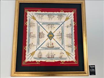 Tavla, Inramad äkta Hermes-scarf. Ord. pris 14.900 kr, Mått ca 113x113 cm