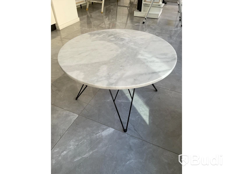 Bord med marmorskiva 80 cm i diameter