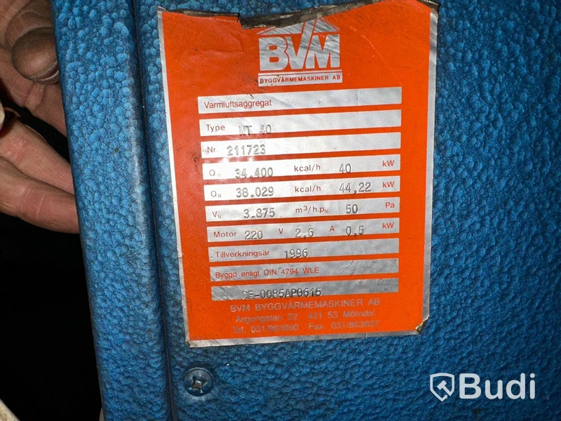Varmluftsaggregat/ Varmluftspanna BVM type WT40  år 1996