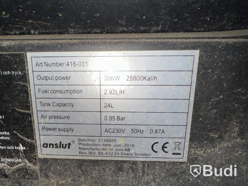 Värmekanon diesel Anslut  30 kw