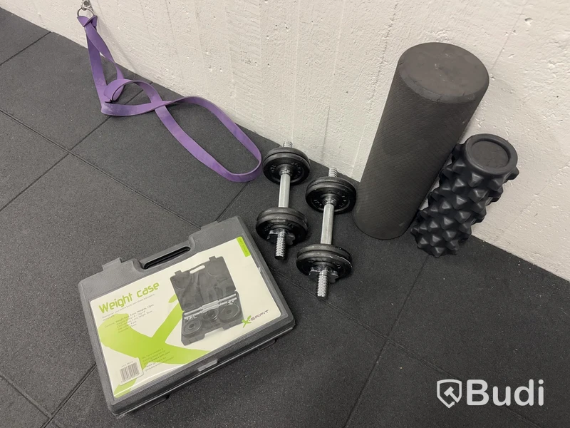 Hantelset och foam-rollers