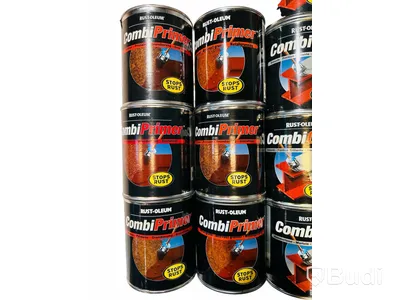 Parti med  rostskyddsprimer och metallgrundfärg Rust-oleum, CombiPrimer och CombiColour, Totalt ord. pris inkl. moms: ca 7500 kr