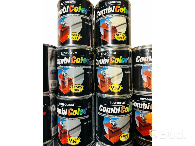 Parti med  rostskyddsprimer och metallgrundfärg Rust-oleum, CombiPrimer och CombiColour, Totalt ord. pris inkl. moms: ca 7500 kr