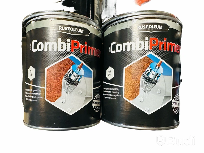 Parti med  rostskyddsprimer och metallgrundfärg Rust-oleum, CombiPrimer och CombiColour, Totalt ord. pris inkl. moms: ca 7500 kr