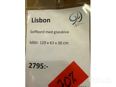 Soffbord med glasskiva - GardenArt