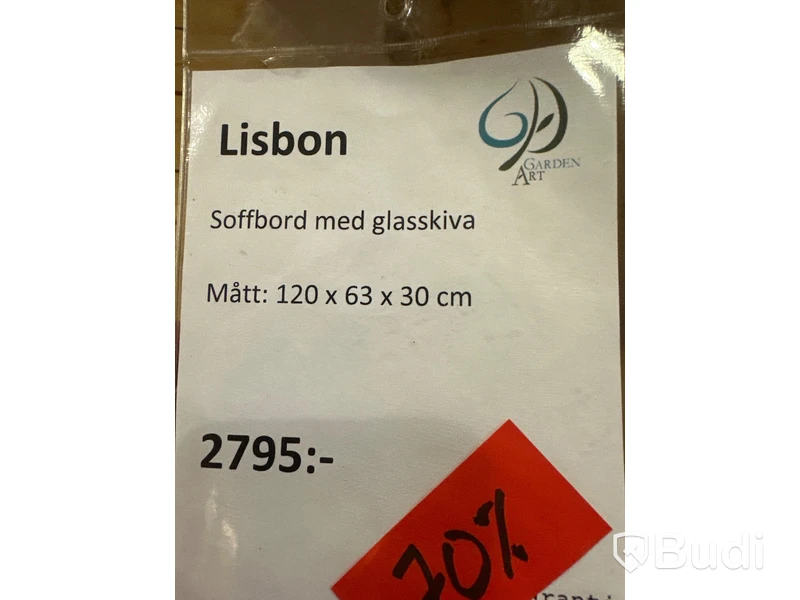 Soffbord med glasskiva - GardenArt