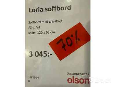 Soffbord med glasskiva. Ny i kartong