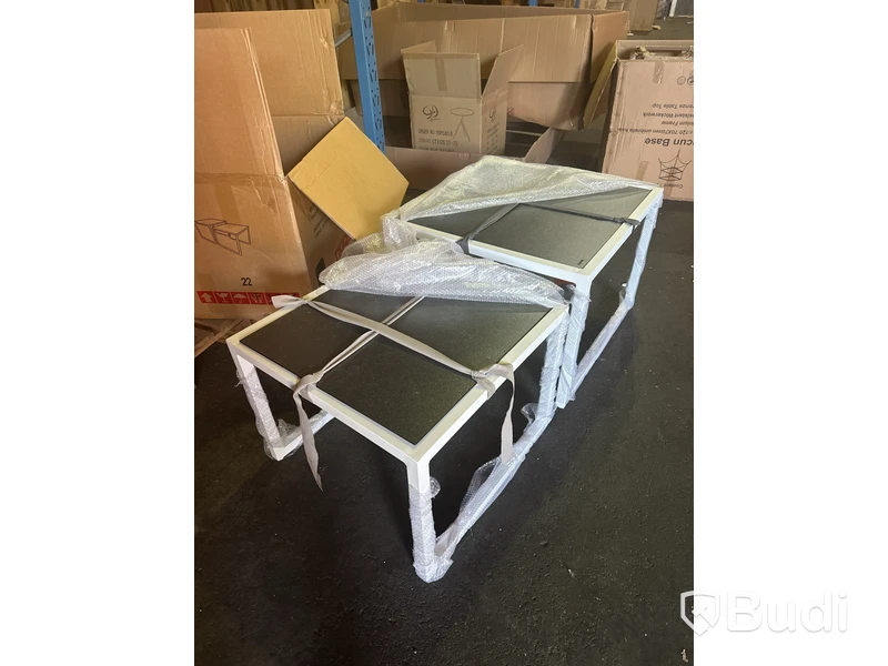 2 st. Metallbord med tempererad glasskiva - ATLEVE