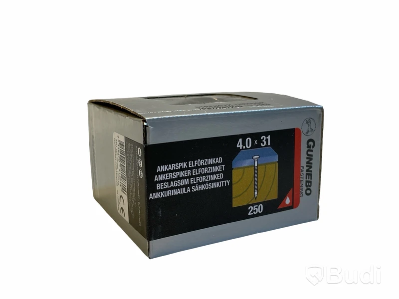 9 st. Ankarspik, elförzinkad 250-pack — Gunnebo 4.0x31 , Totalt ord. pris inkl. moms: ca 900 kr