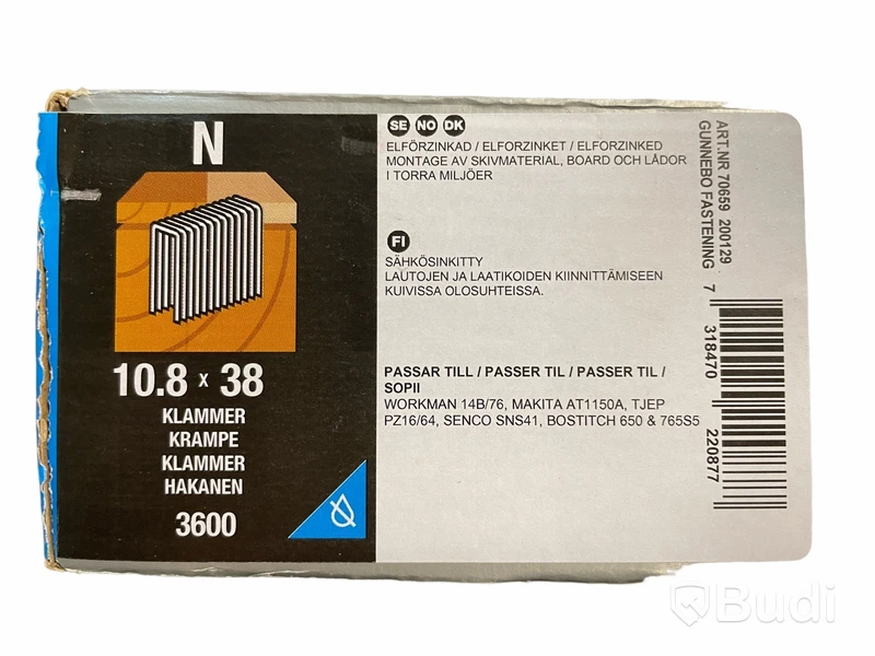 Klammer 3600 st. Gunnebo, 10,8x38mm, Ord. pris inkl. moms: ca 800 kr